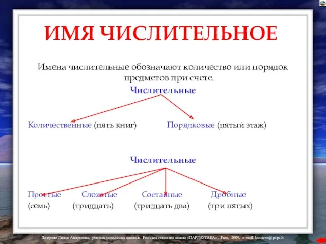 ИМЯ ЧИСЛИТЕЛЬНОЕ Имена числительные обозначают количество или порядок предметов при счете. Числительные Количественные