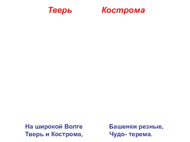 На широкой Волге Башенки резные, Тверь и Кострома, Чудо- терема. Тверь Кострома