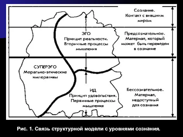 Рис. 1. Связь структурной модели с уровнями сознания.