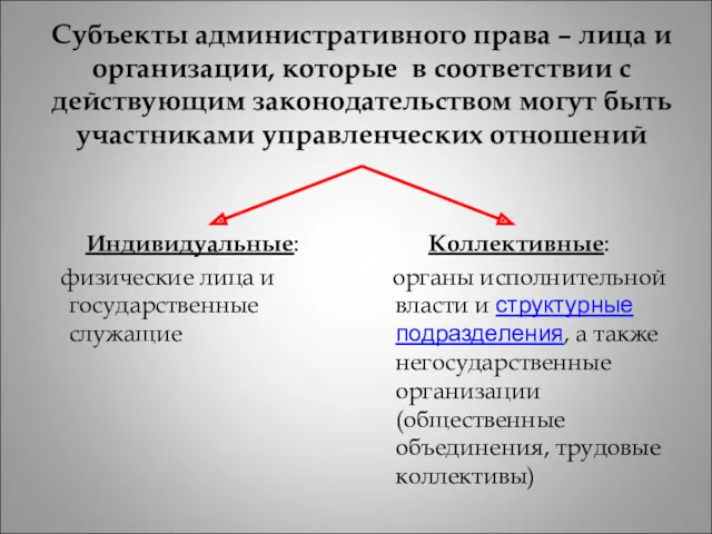 Субъекты административного права – лица и организации, которые в соответствии