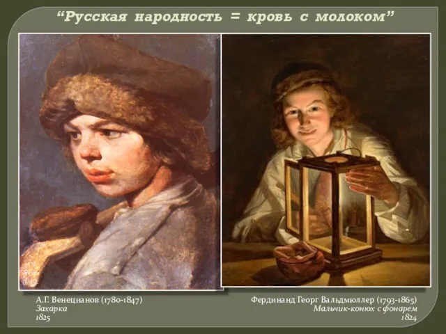 “Русская народность = кровь с молоком” А.Г. Венецианов (1780-1847) Захарка