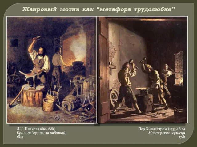 Жанровый мотив как “метафора трудолюбия” Пер Хиллестрем (1733-1816) Мастерская кузнеца