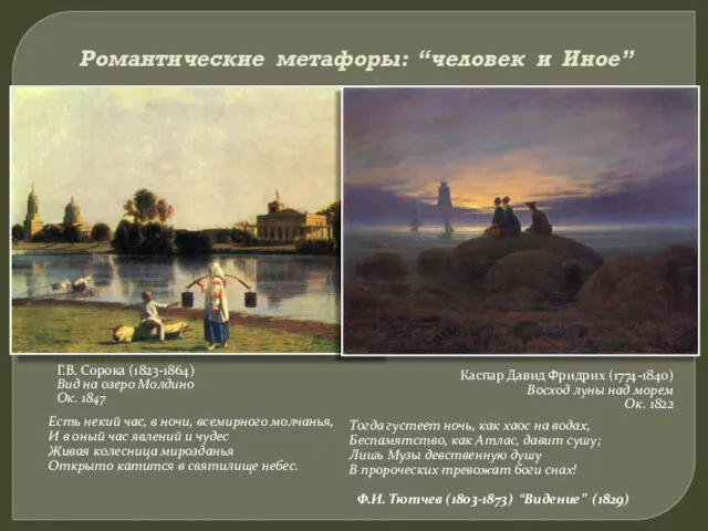 Романтические метафоры: “человек и Иное” Г.В. Сорока (1823-1864) Вид на