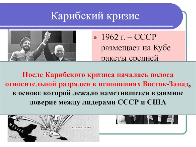 Карибский кризис 1962 г. – СССР размещает на Кубе ракеты