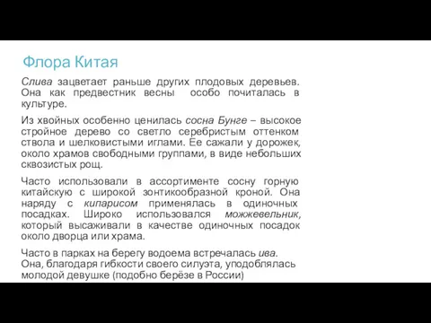 Флора Китая Слива зацветает раньше других плодовых деревьев. Она как