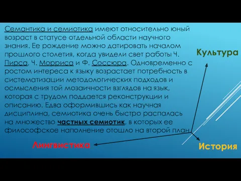 Семантика и семиотика имеют относительно юный возраст в статусе отдельной