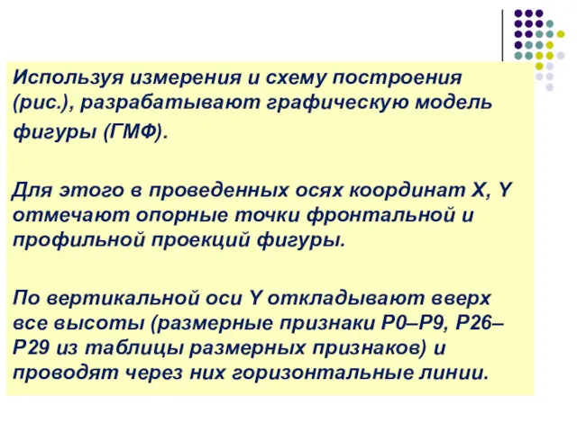 Используя измерения и схему построения (рис.), разрабатывают графическую модель фигуры