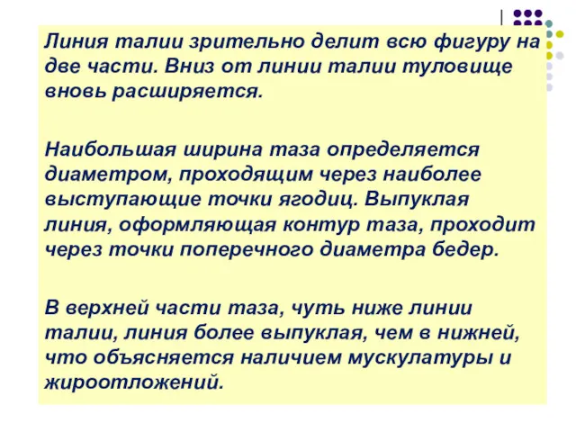 Линия талии зрительно делит всю фигуру на две части. Вниз