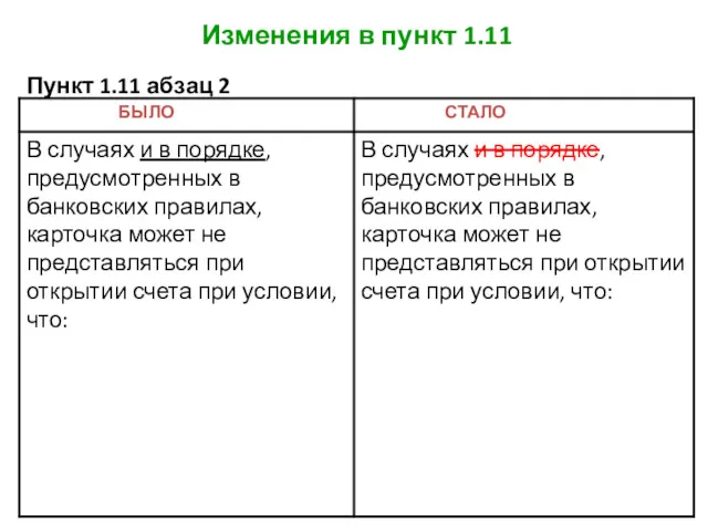 Изменения в пункт 1.11 Пункт 1.11 абзац 2