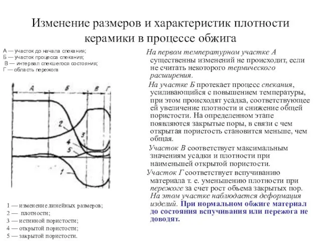 Изменение размеров и характеристик плотности керамики в процессе обжига На