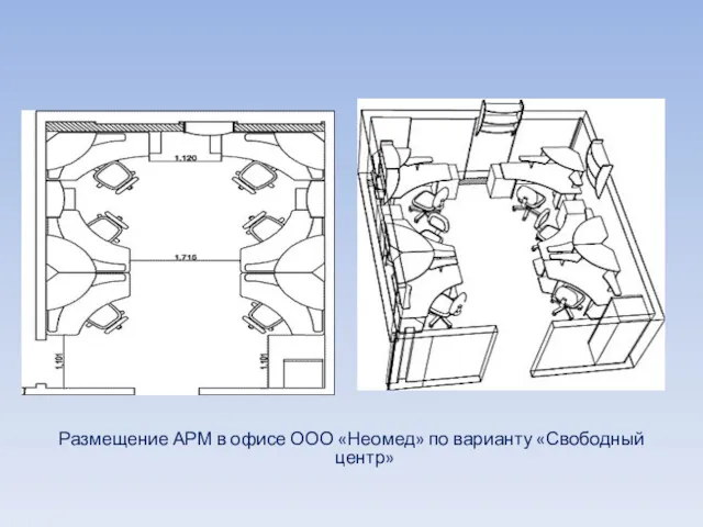 Размещение АРМ в офисе ООО «Неомед» по варианту «Свободный центр»