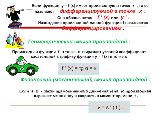 Если функция у = f (х) имеет производную в точке