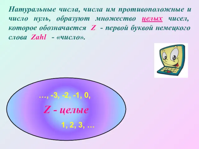 Натуральные числа, числа им противоположные и число нуль, образуют множество