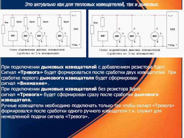 Это актуально как для тепловых извещателей, так и дымовых. При