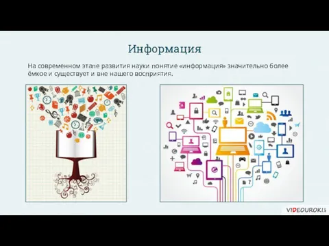 На современном этапе развития науки понятие «информация» значительно более ёмкое