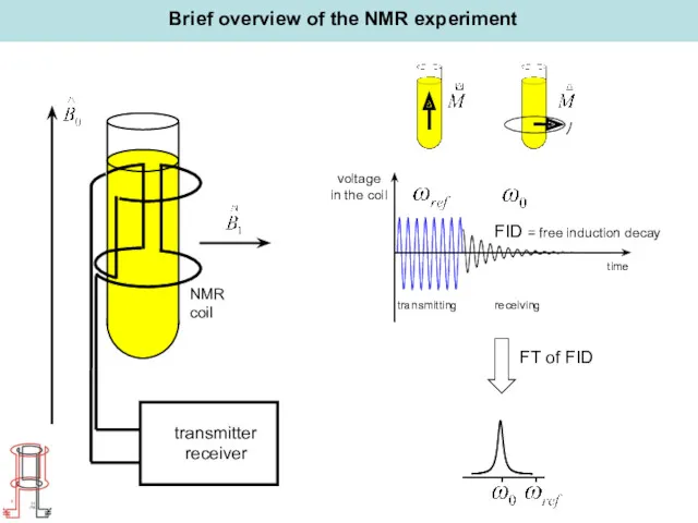 Brief overview of the NMR experiment transmitting receiving voltage in