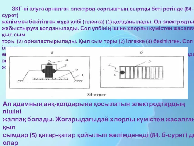 ЭКГ-ні алуға арналған электрод-сорғыштың сыртқы беті ретінде (84-сурет) желіммен бекітілген