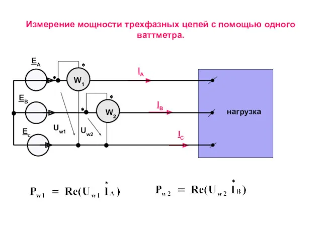 Измерение мощности трехфазных цепей с помощью одного ваттметра.