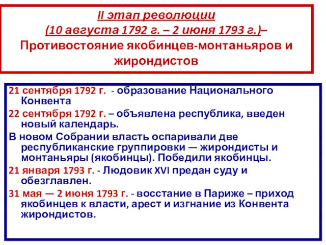 21 сентября 1792 г. - образование Национального Конвента 22 сентября