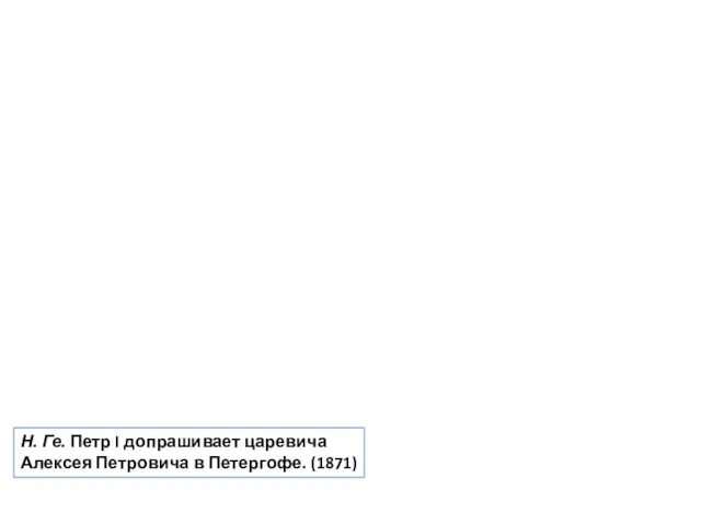 Н. Ге. Петр I допрашивает царевича Алексея Петровича в Петергофе. (1871)