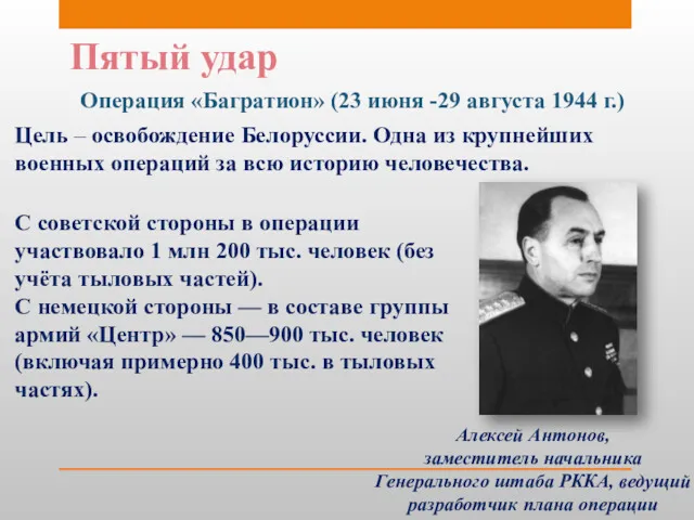 Пятый удар Операция «Багратион» (23 июня -29 августа 1944 г.)