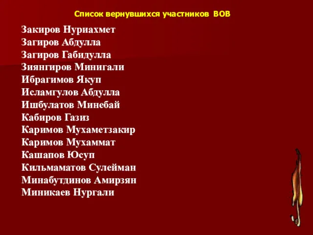 Закиров Нуриахмет Загиров Абдулла Загиров Габидулла Зиянгиров Минигали Ибрагимов Якуп