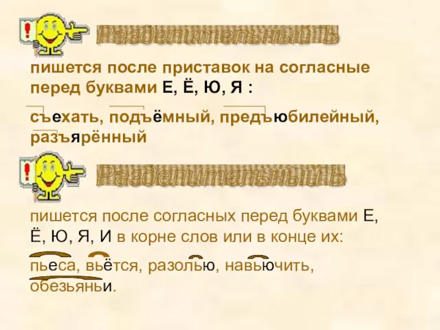 Разделительный Ъ пишется после приставок на согласные перед буквами Е,