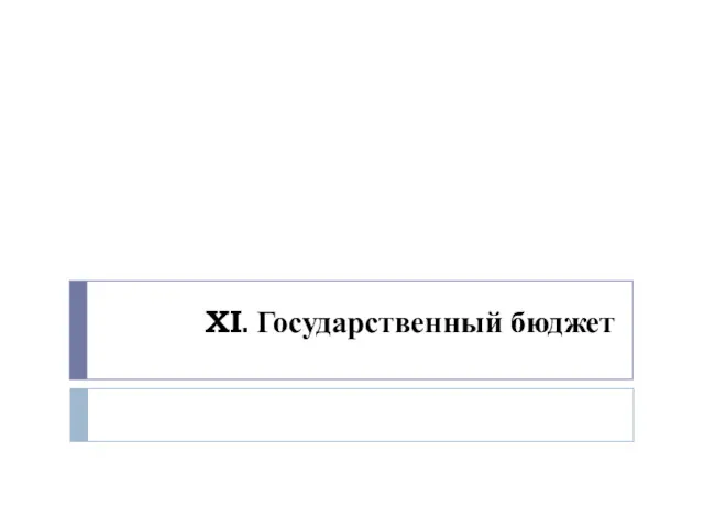 XI. Государственный бюджет