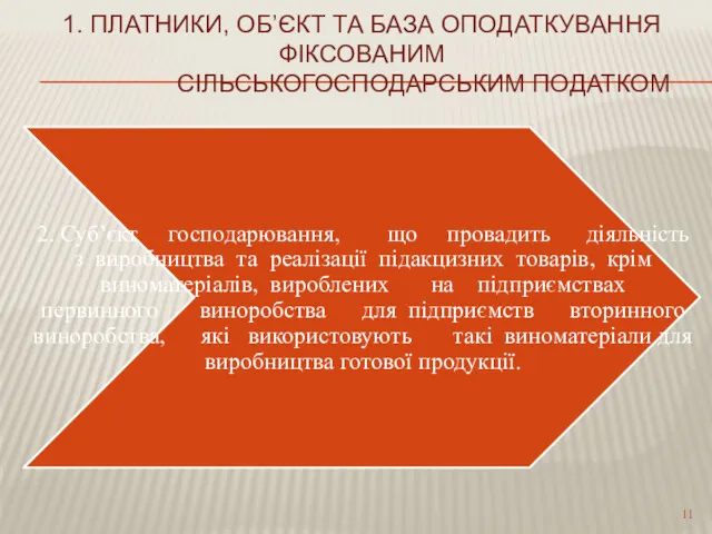 1. ПЛАТНИКИ, ОБ’ЄКТ ТА БАЗА ОПОДАТКУВАННЯ ФІКСОВАНИМ СІЛЬСЬКОГОСПОДАРСЬКИМ ПОДАТКОМ