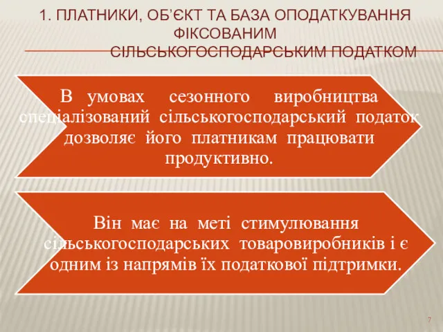 1. ПЛАТНИКИ, ОБ’ЄКТ ТА БАЗА ОПОДАТКУВАННЯ ФІКСОВАНИМ СІЛЬСЬКОГОСПОДАРСЬКИМ ПОДАТКОМ