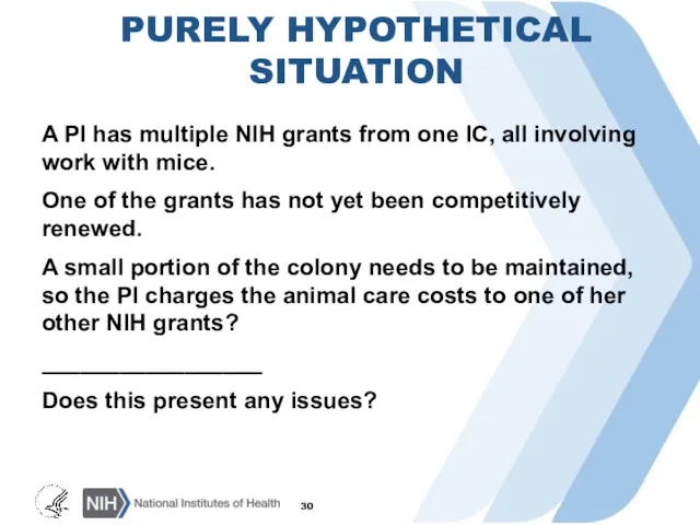 PURELY HYPOTHETICAL SITUATION A PI has multiple NIH grants from