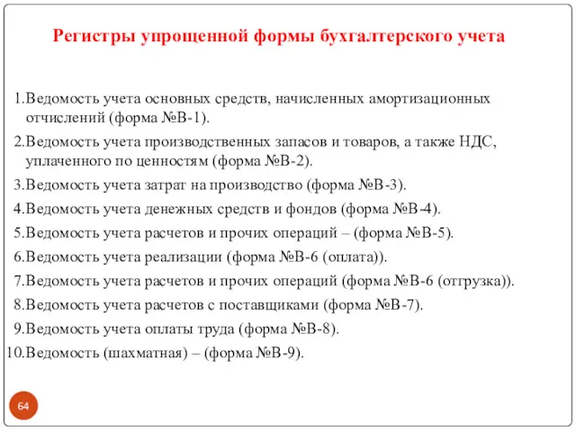 Ведомость учета основных средств, начисленных амортизационных отчислений (форма №В-1). Ведомость