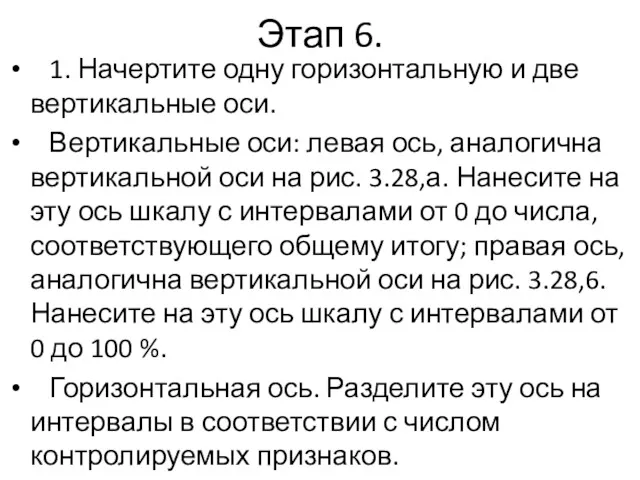 Этап 6. 1. Начертите одну горизонтальную и две вертикальные оси.