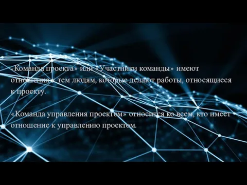 «Команда проекта» или «Участники команды» имеют отношения к тем людям, которые делают работы,