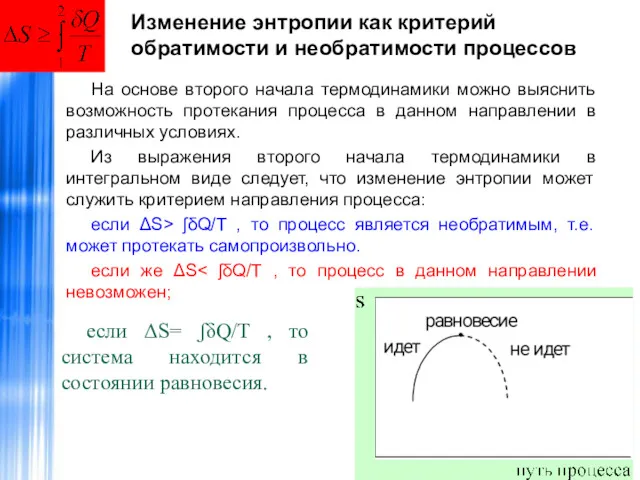 Изменение энтропии как критерий обратимости и необратимости процессов На основе