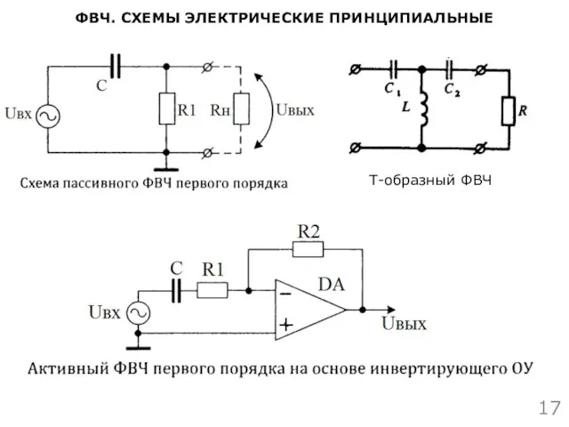 ФВЧ. СХЕМЫ ЭЛЕКТРИЧЕСКИЕ ПРИНЦИПИАЛЬНЫЕ Т-образный ФВЧ