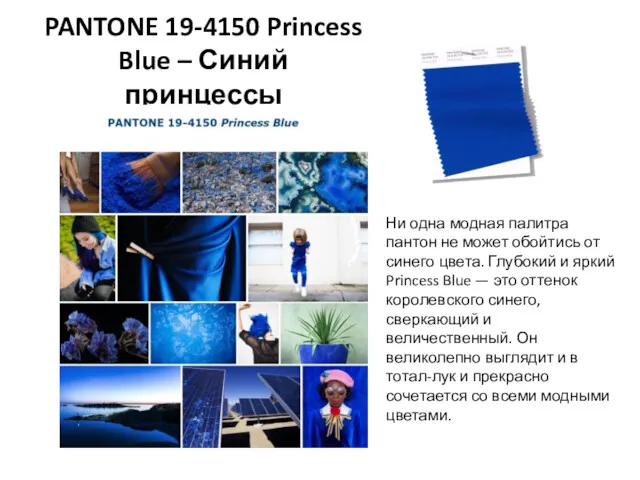 PANTONE 19-4150 Princess Blue – Синий принцессы Ни одна модная
