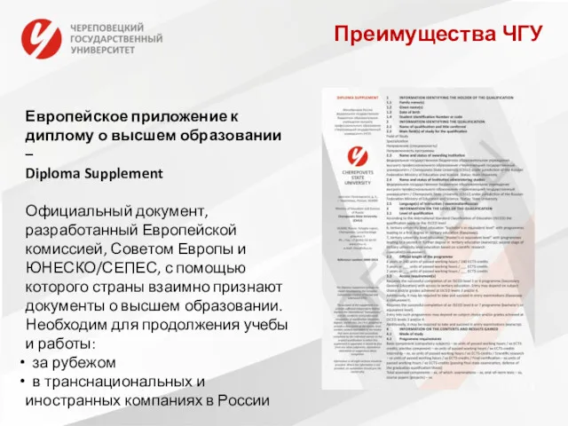 Европейское приложение к диплому о высшем образовании – Diploma Supplement