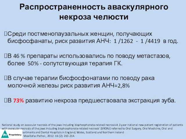 Распространенность аваскулярного некроза челюсти National study on avascular necrosis of