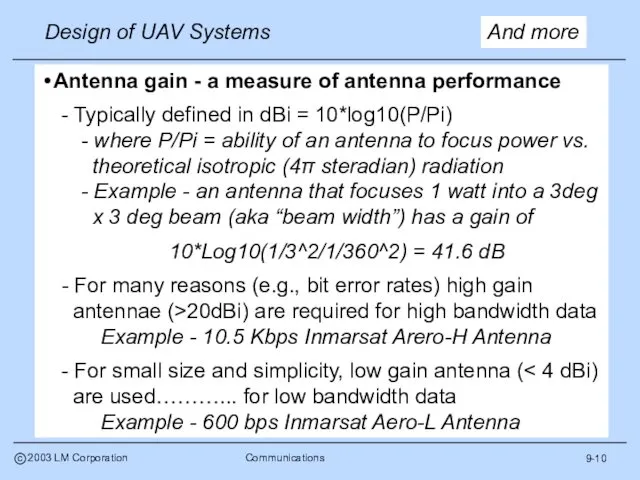 9-10 And more Antenna gain - a measure of antenna