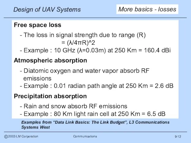 9-12 More basics - losses Free space loss - The