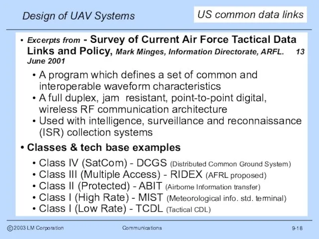 9-18 US common data links Excerpts from - Survey of