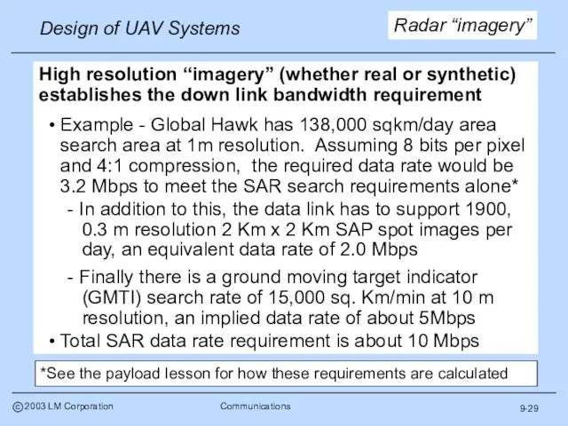 9-29 Radar “imagery” High resolution “imagery” (whether real or synthetic)