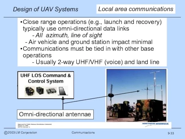 9-33 Local area communications Close range operations (e.g., launch and