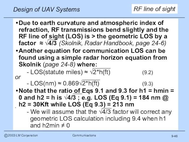 9-46 RF line of sight Due to earth curvature and