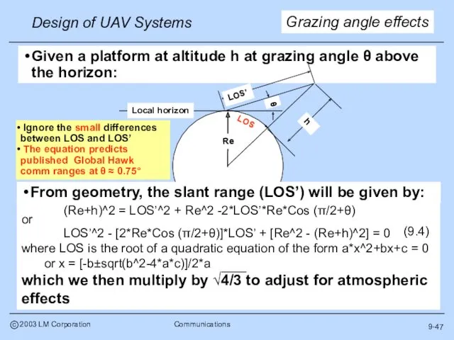 9-47 Grazing angle effects Ignore the small differences between LOS