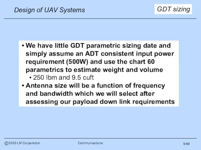 9-66 We have little GDT parametric sizing date and simply