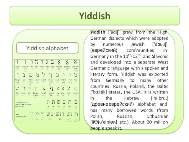 /8 Yiddish Yiddish alphabet Yiddish ['jidiʃ] grew from the High