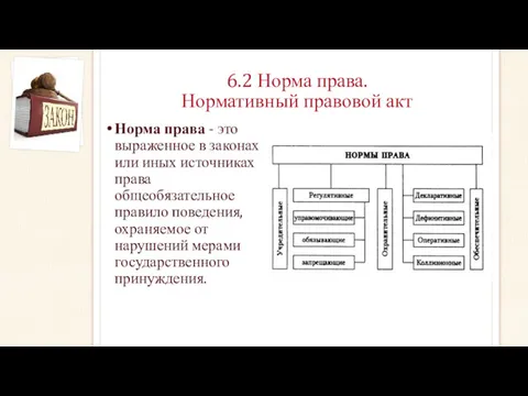 6.2 Норма права. Нормативный правовой акт Норма права - это