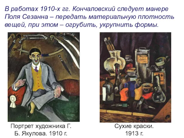 Портрет художника Г.Б. Якулова. 1910 г. Сухие краски. 1913 г.